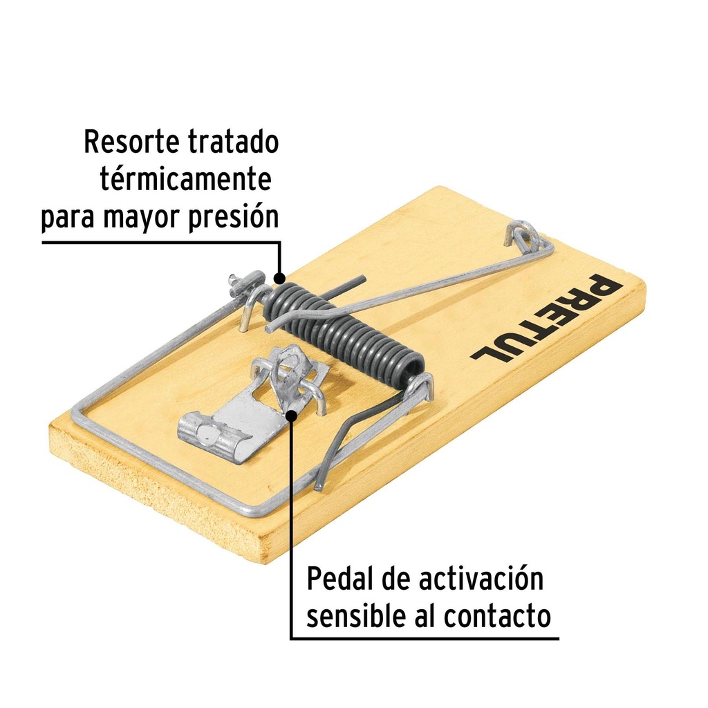 Bolsa con 2 trampas de 4' de madera para ratón, Pretul