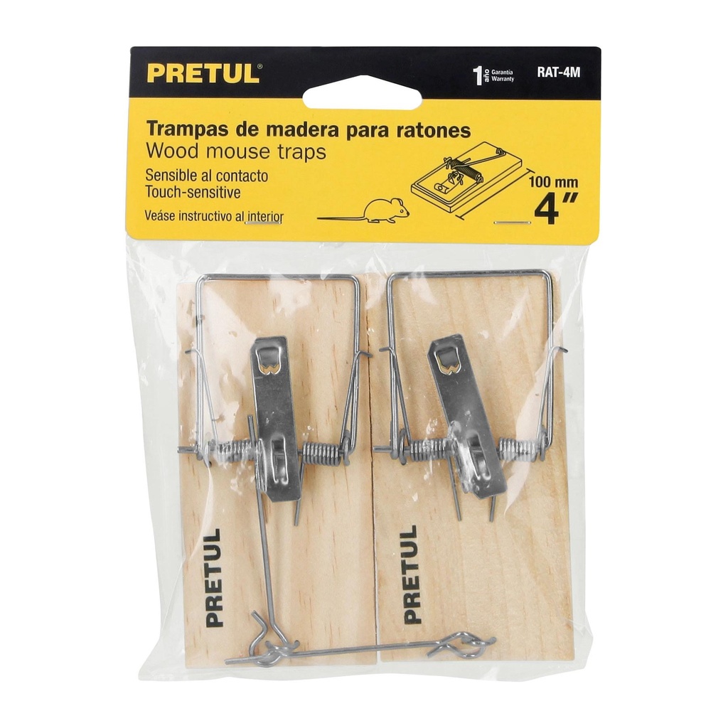 Bolsa con 2 trampas de 4' de madera para ratón, Pretul