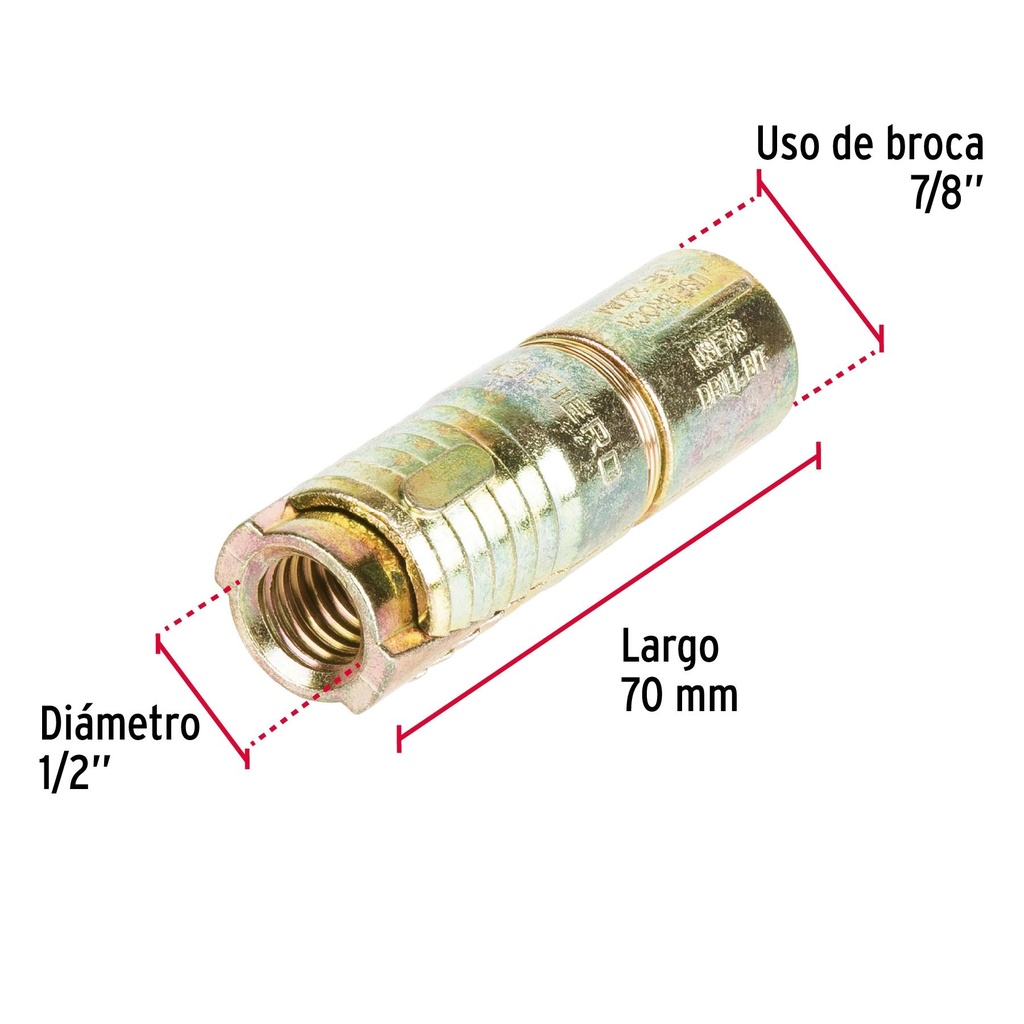 Bolsa con 2 taquetes expansivos de 1/2' sin tornillo, Fiero