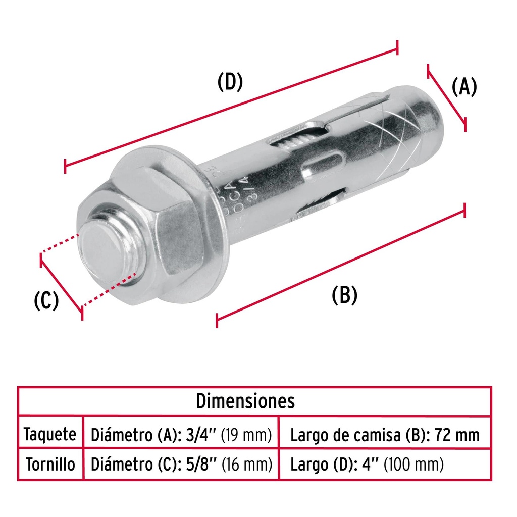 Bolsa con 2 taquetes expansivos de 5/8' con tornillo, Fiero