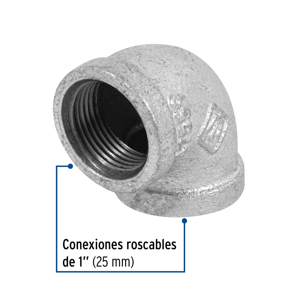 Codo 90° acero galvanizado de 1', Foset