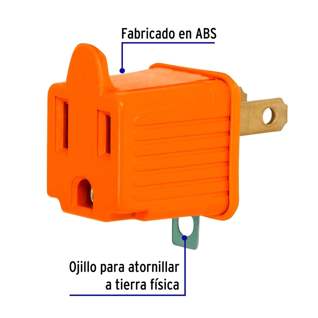 Bolsa con 2 adaptadores 3 a 2 naranjas, Volteck