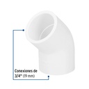 Codo 45° de PVC de 3/4', Foset