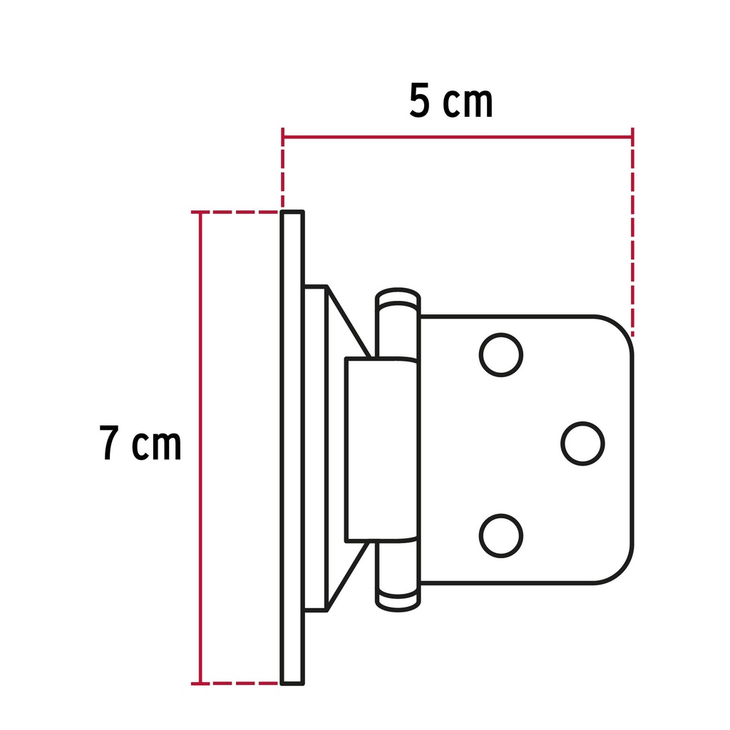 Bolsa con 2 bisagras parche de 7cm, niquelado, Hermex