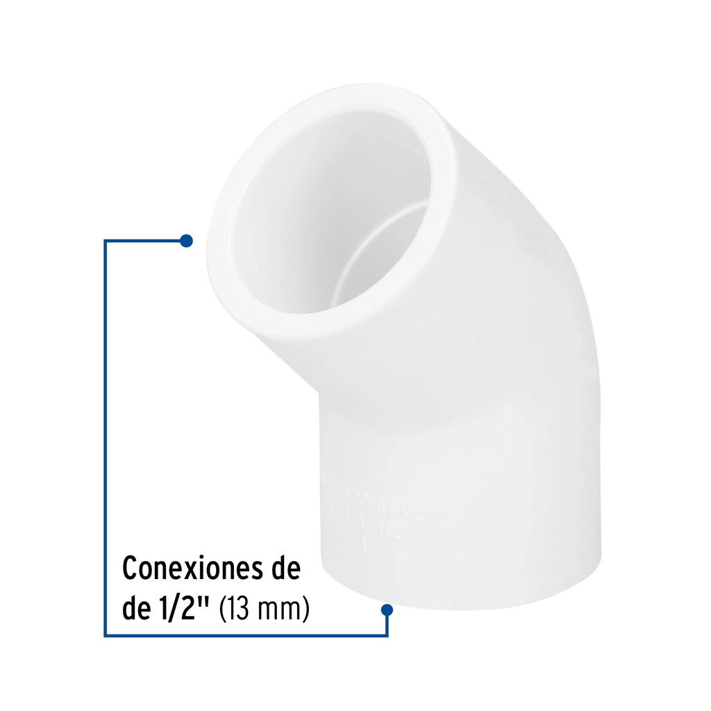 Codo 45° de PVC de 1/2', Foset