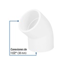 Codo 45° de PVC de 1-1/2', Foset