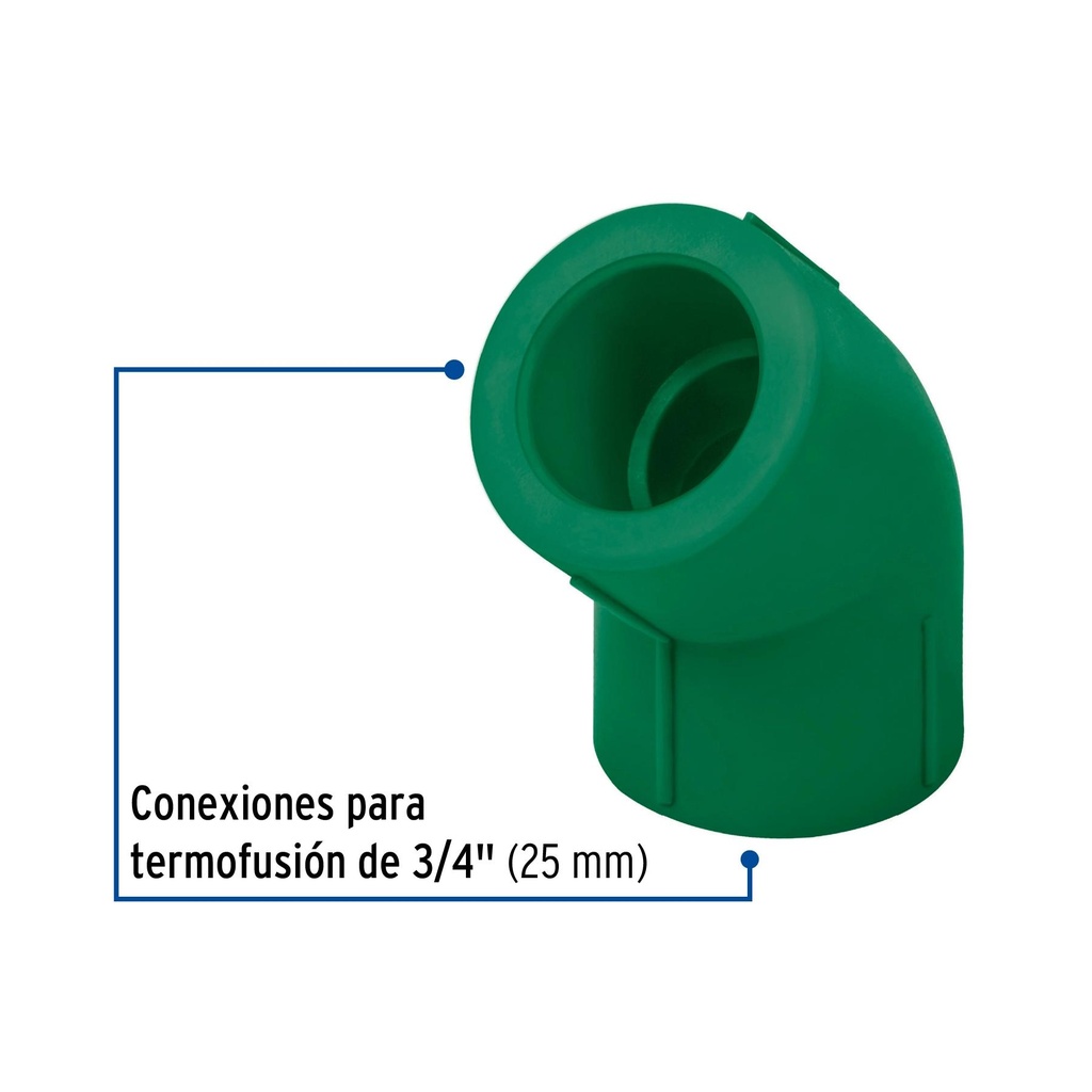 Codo 45° de PPR de 3/4', Foset