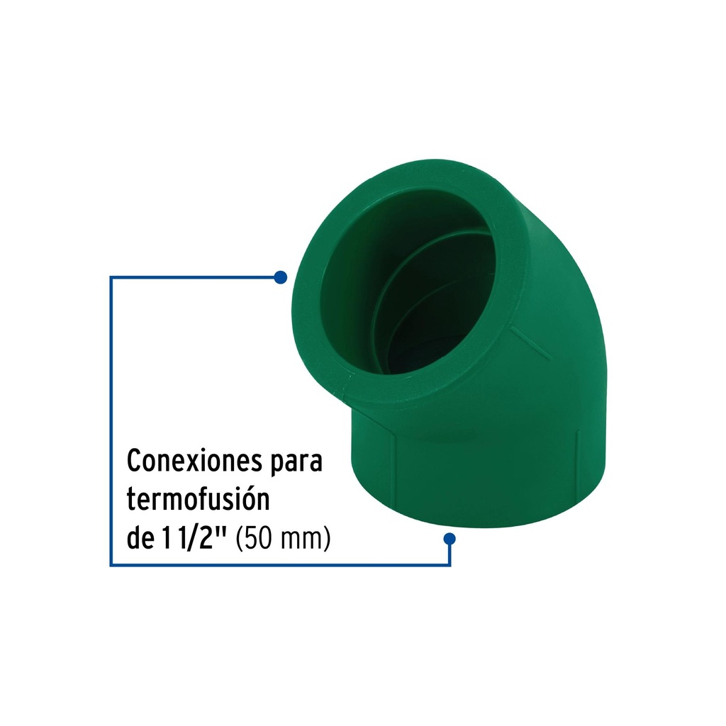 Codo 45° de PPR de 1-1/2', Foset