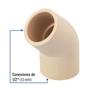 Codo 45° de CPVC de 1/2', Foset