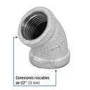 Codo 45° acero galvanizado de 1/2', Foset