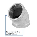 Codo 45° acero galvanizado de 1-1/2', Foset