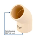 Codo 45° CPVC de 1-1/4', Foset