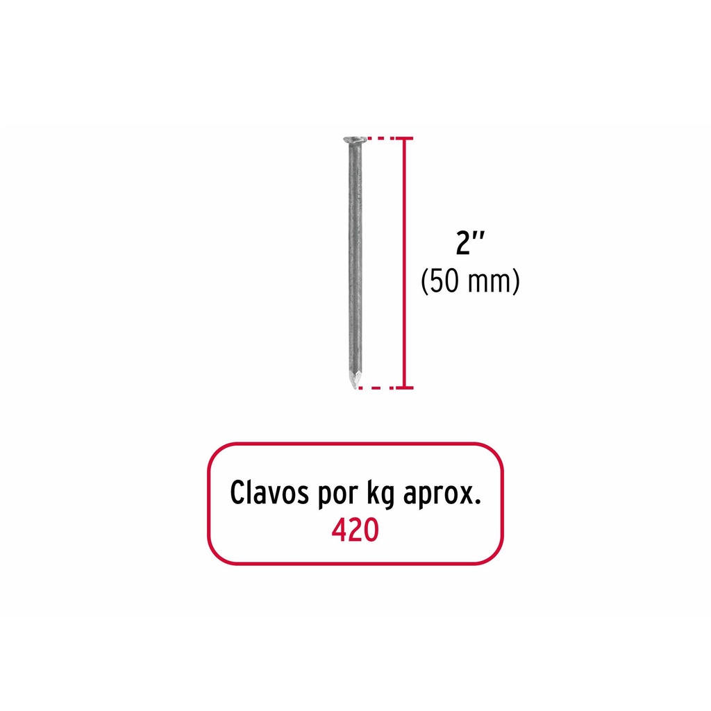 Bolsa con 1 kg de clavo estándar 2' con cabeza, Fiero