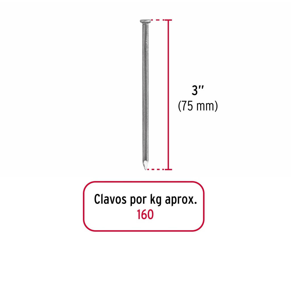 Bolsa con 1 kg de clavo estándar 3' con cabeza, Fiero