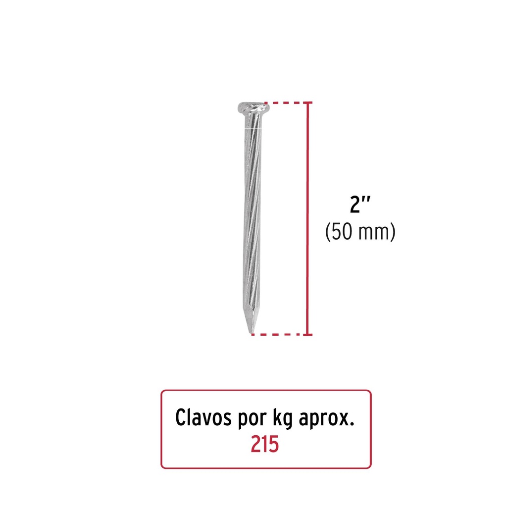 Bolsa con 1 kg de clavos para concreto galvanizados 2'