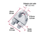 Blíster con 2 nudos (perros) de hierro para cable de 1/4'