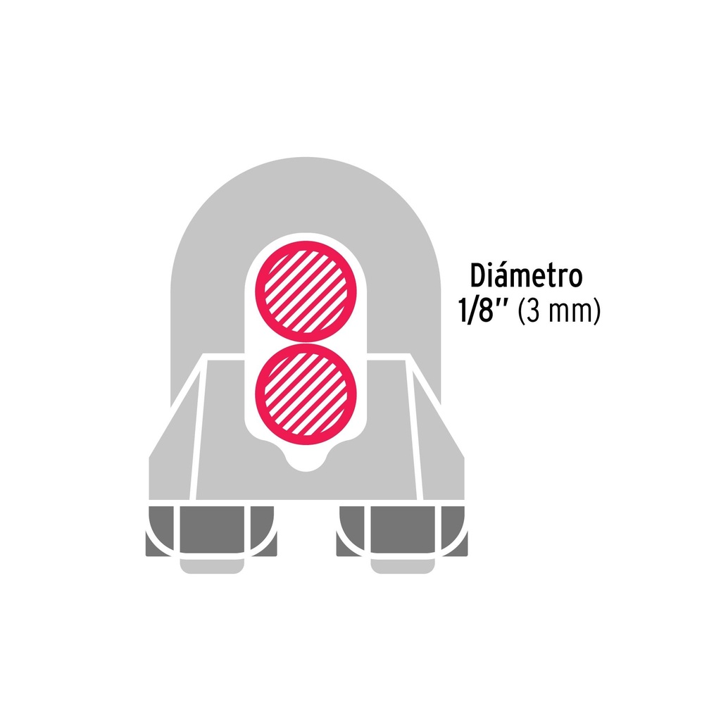 Blíster con 2 nudos (perros) de hierro para cable de 1/8'