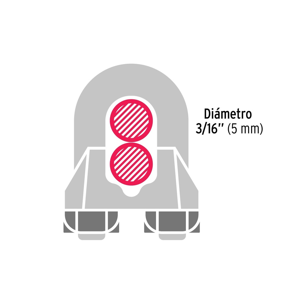 Blíster con 2 nudos (perros) de hierro para cable de 3/16'