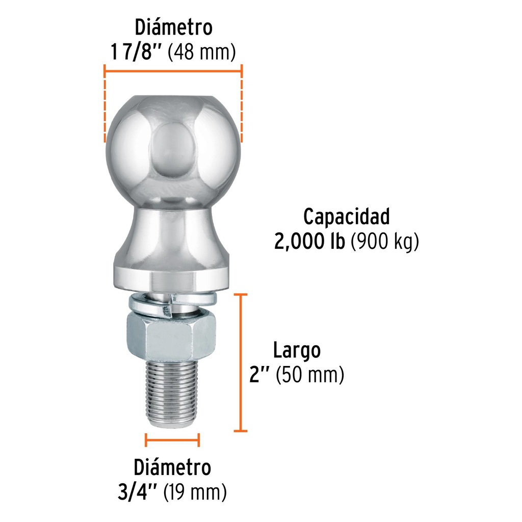 Bola de arrastre, capacidad 2000 lb, Truper