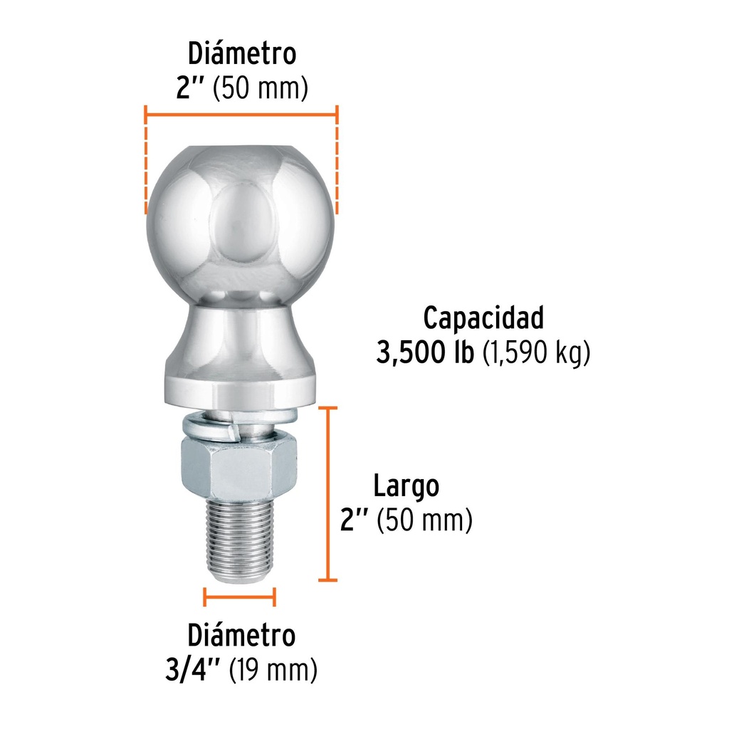 Bola de arrastre, capacidad 3500 lb, Truper