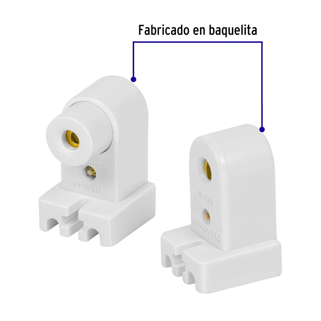 Bolsa 2 pz portalámparas p/tubo LED y fluorescente, base FA8