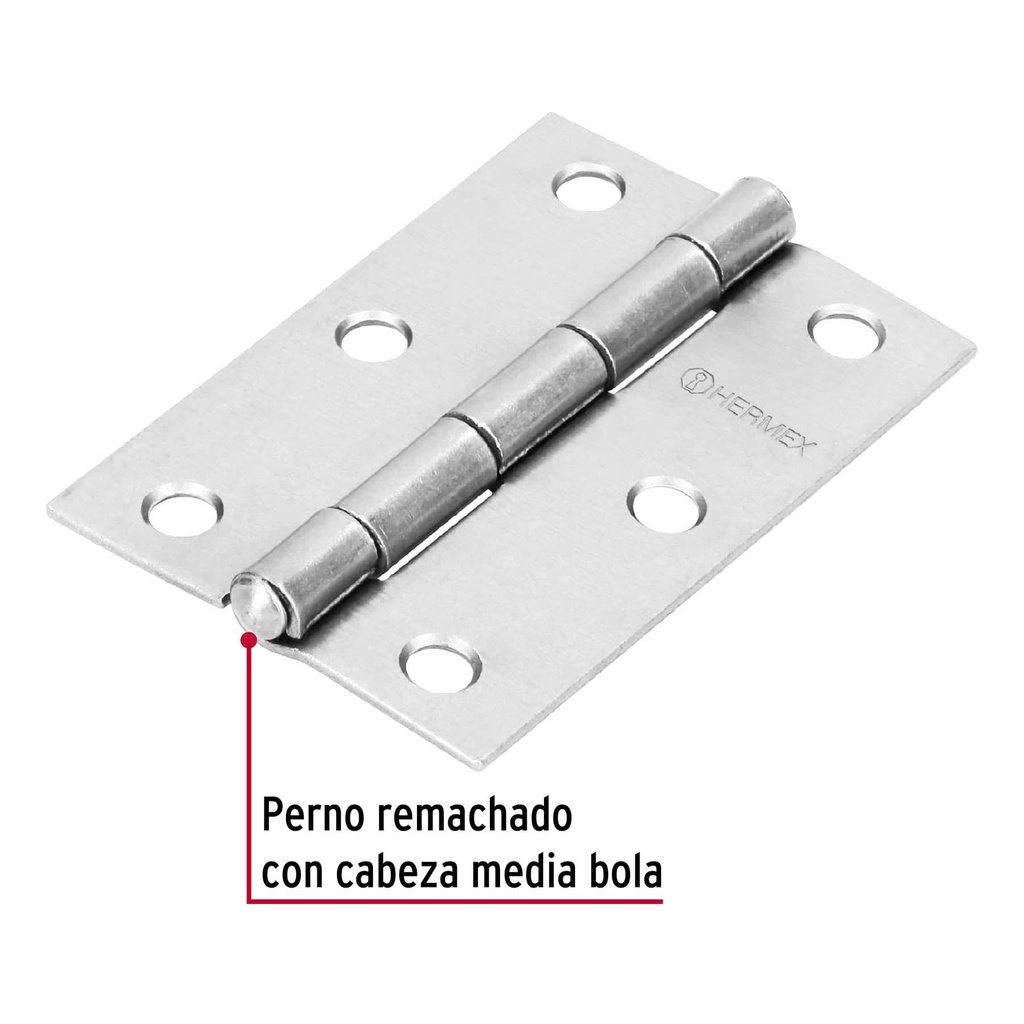 Bisagra rectangular 3' acero pulido, Hermex