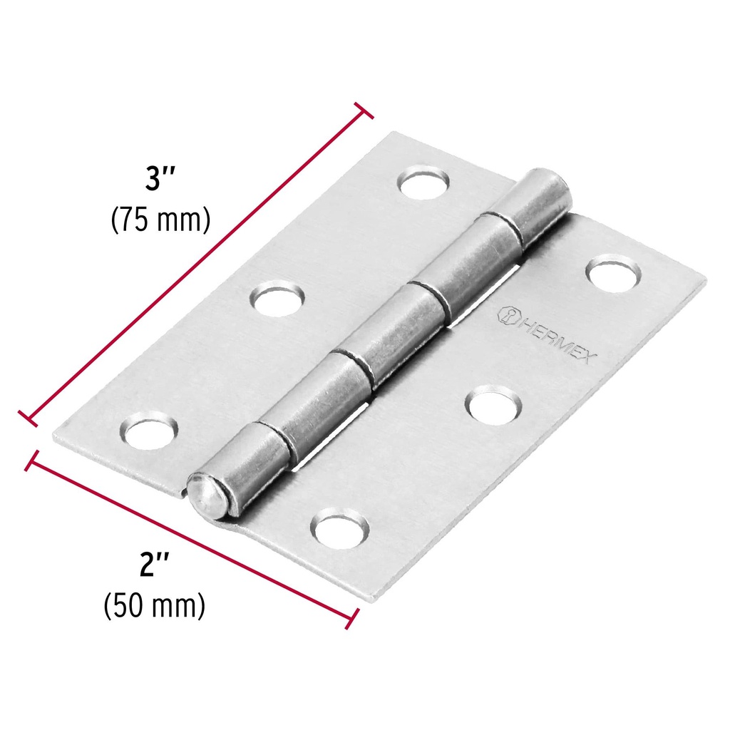 Bisagra rectangular 3' acero pulido, Hermex