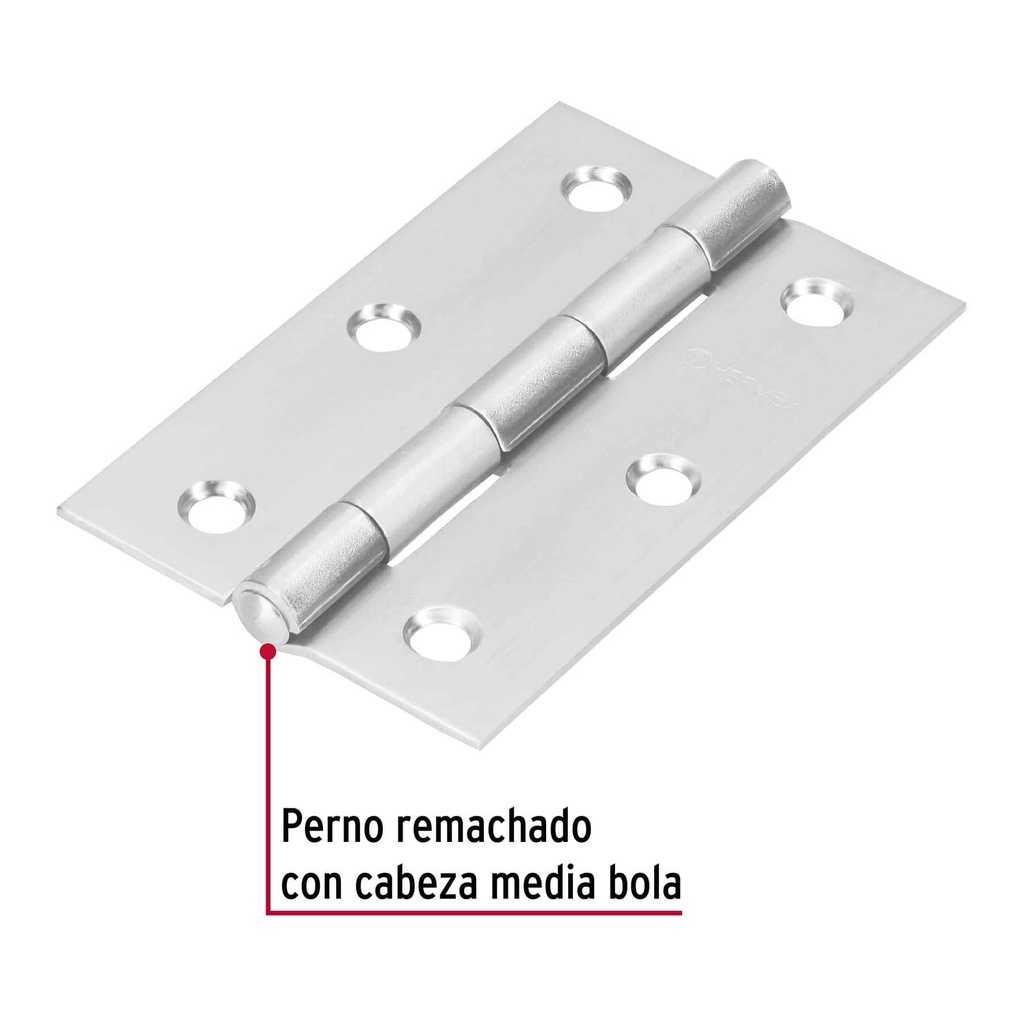 Bisagra rectangular 3-1/2' acero inoxidable, Hermex