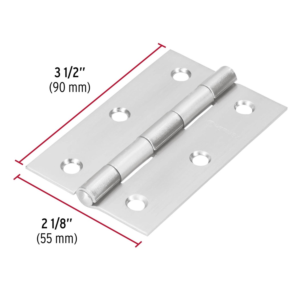 Bisagra rectangular 3-1/2' acero inoxidable, Hermex