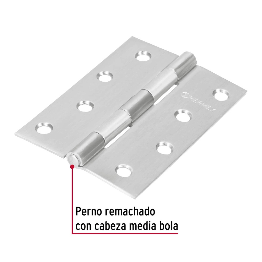 Bisagra rectangular 4' acero inoxidable, Hermex