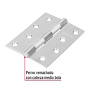 Bisagra rectangular 4' acero inoxidable, Hermex