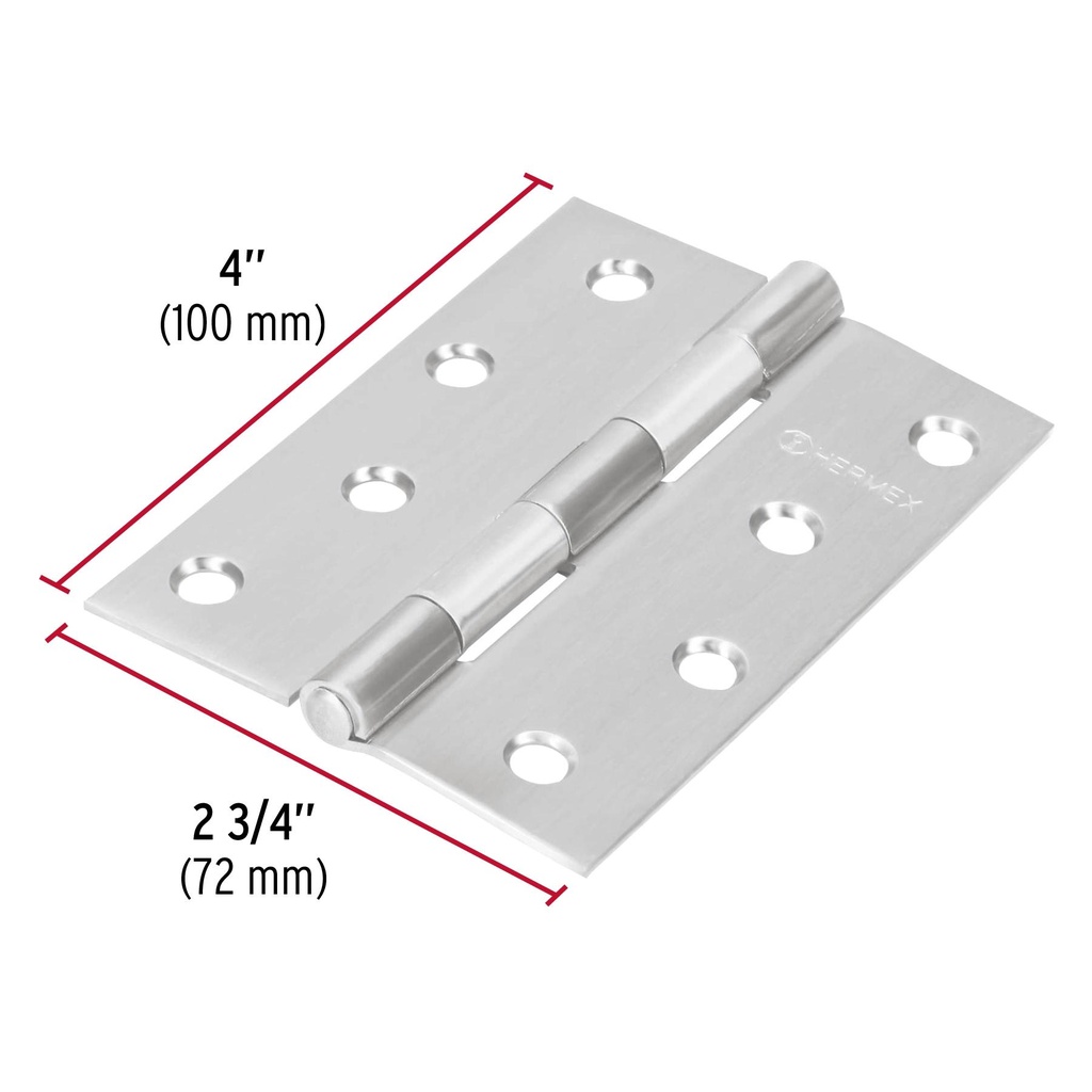 Bisagra rectangular 4' acero inoxidable, Hermex