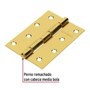 Bisagra rectangular 4' acero latonado, Hermex