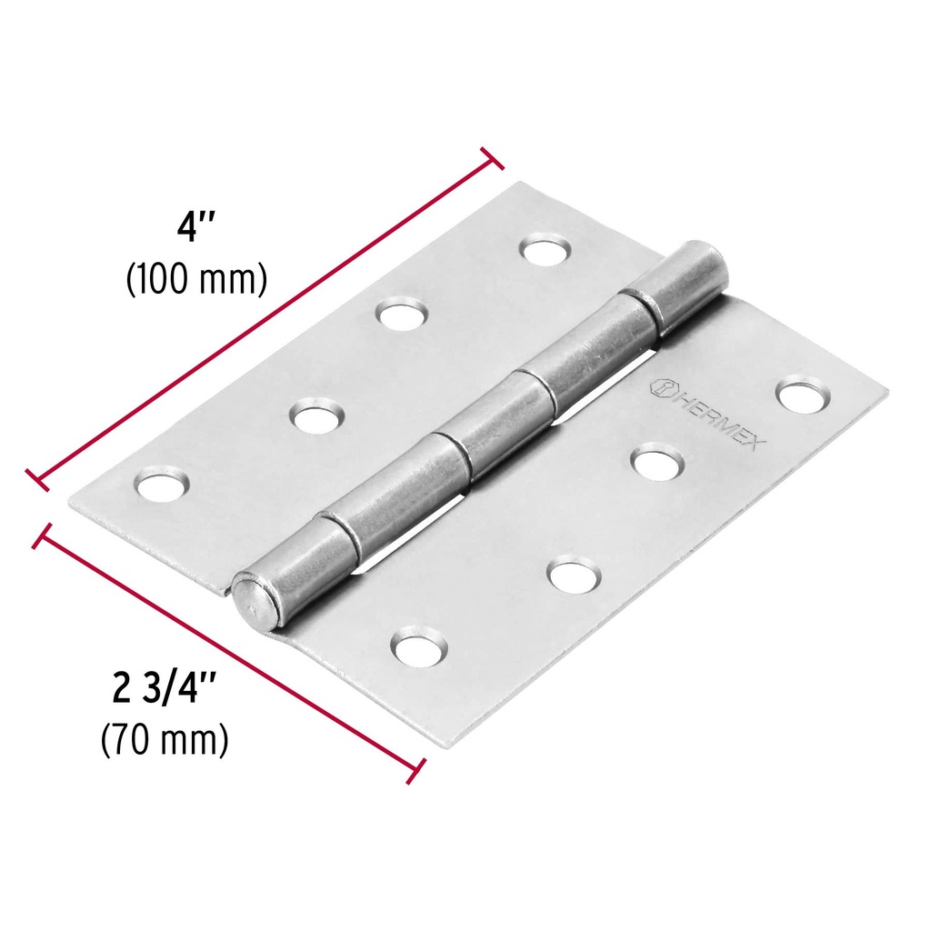 Bisagra rectangular 4' acero pulido, Hermex