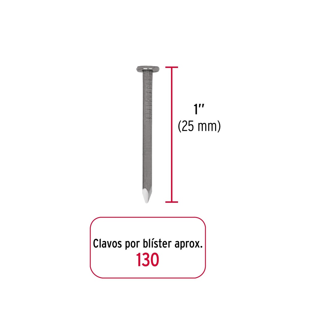 Blíster con 130 de clavo estándar 1' con cabeza, Fiero