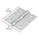 Bisagra cuadrada 3' acero inoxidable, plana, Hermex