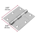 Bisagra cuadrada 3-1/2' acero cromo mate, plana, Hermex