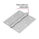 Bisagra cuadrada 3-1/2' acero inoxidable, plana, Hermex