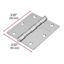 Bisagra cuadrada 3-1/2' acero inoxidable, plana, Hermex