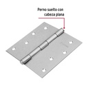 Bisagra cuadrada 4', acero cromo mate, plana, Hermex Basic