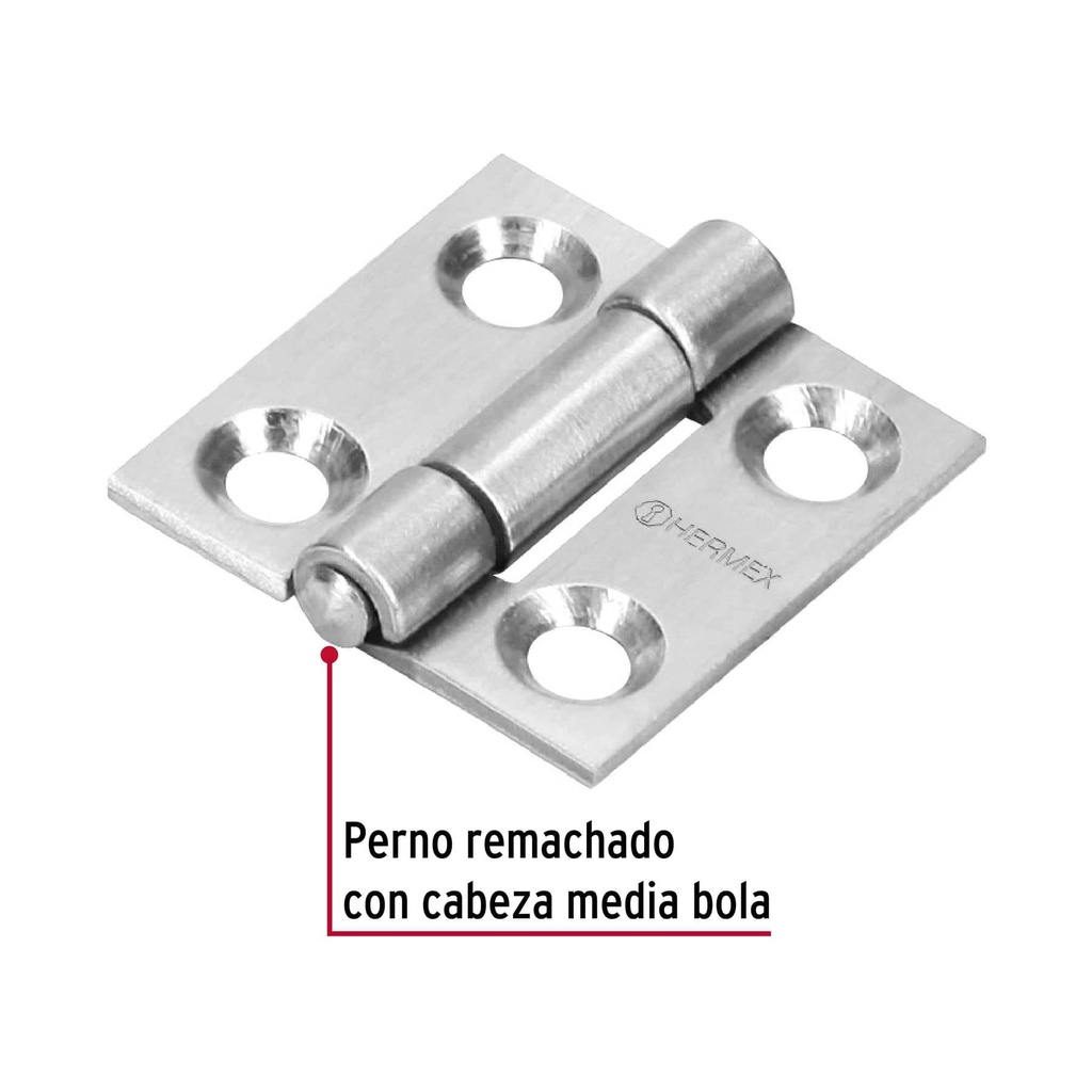 Bisagra rectangular 1' acero inoxidable, Hermex