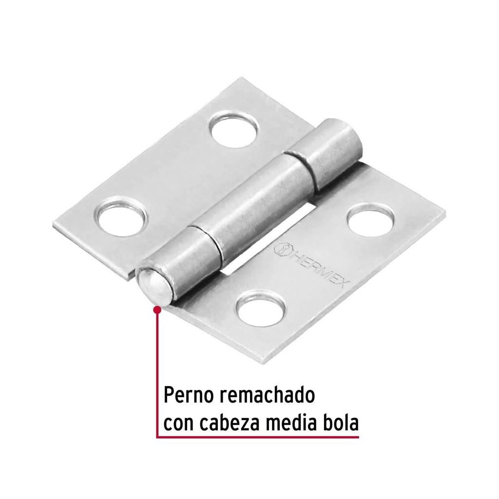 Bisagra rectangular 1' acero pulido, Hermex