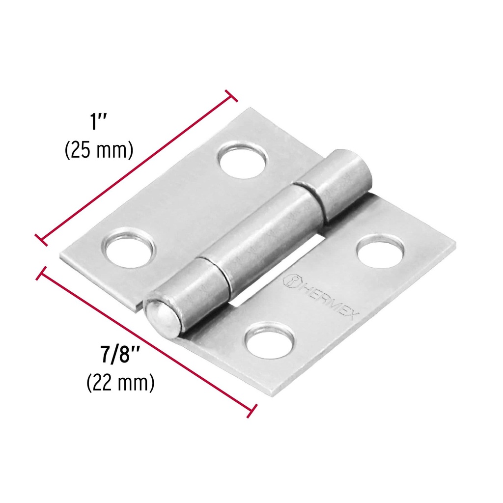 Bisagra rectangular 1' acero pulido, Hermex