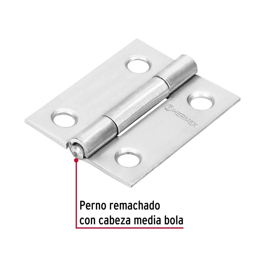 Bisagra rectangular 1-1/2' acero inoxidable, Hermex