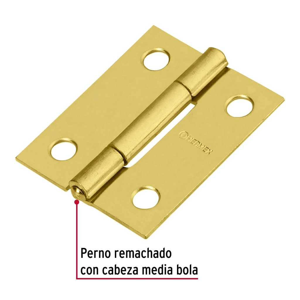 Bisagra rectangular 1-1/2' acero latonado, Hermex