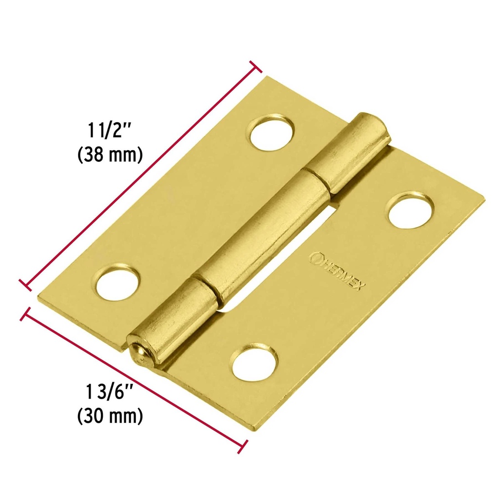 Bisagra rectangular 1-1/2' acero latonado, Hermex