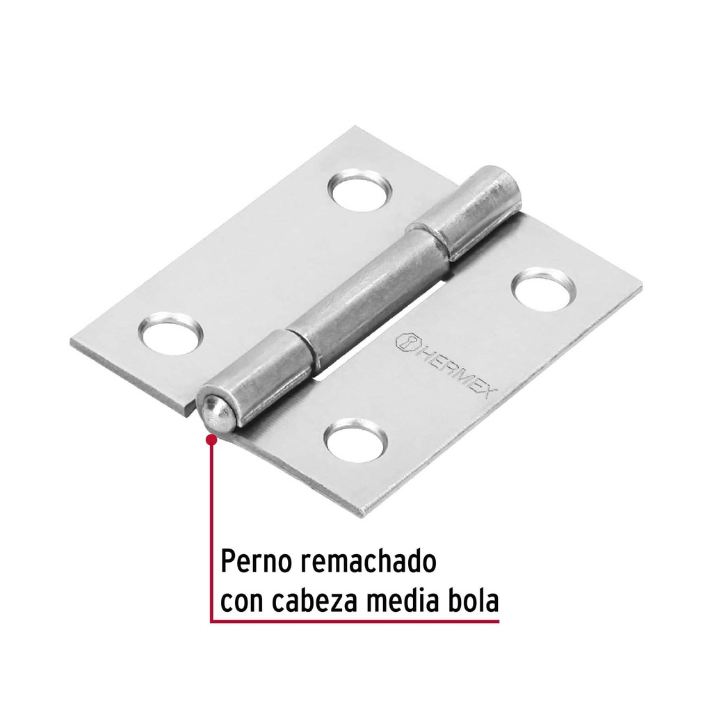 Bisagra rectangular 1-1/2' acero pulido, Hermex