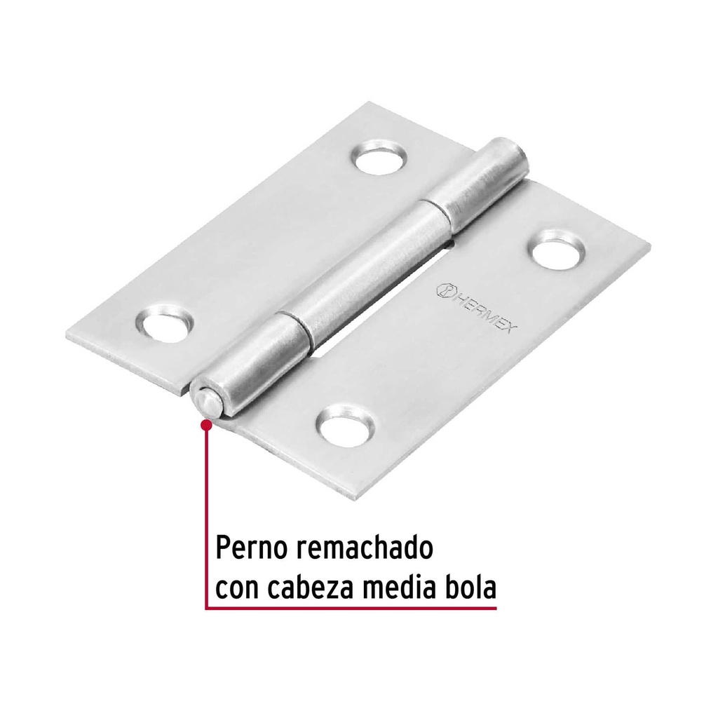 Bisagra rectangular 2' acero inoxidable, Hermex