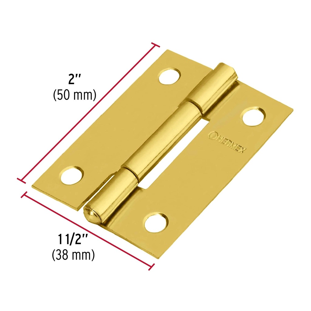 Bisagra rectangular 2' acero latonado, Hermex