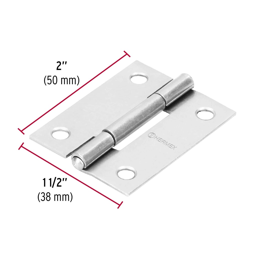 Bisagra rectangular 2' acero pulido, Hermex